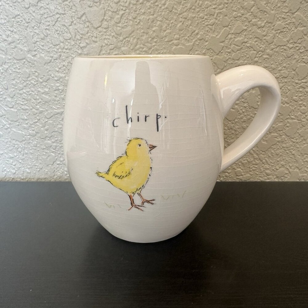 Rae Dunn Magenta Artisan Collection Chirp Mug Easter Peep Chick Yellow Interior